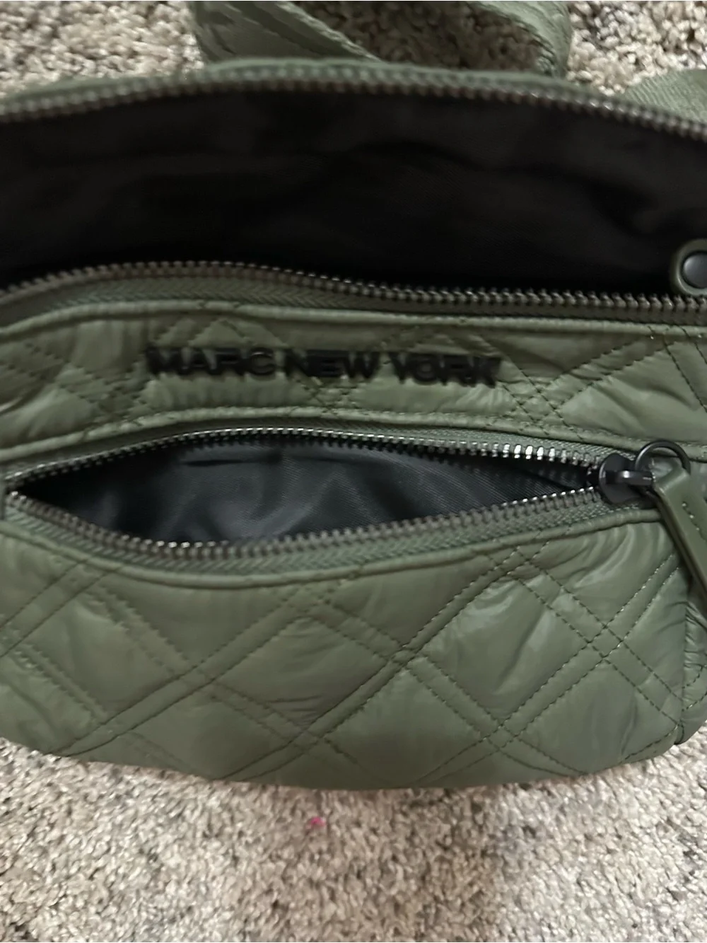 Marc New York Olive Green Quilted Fanny Pack Crossbody Belt Bag